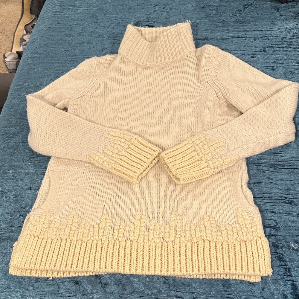 Elegant Cream Cowl Neck Sweater with gorgeous detail
